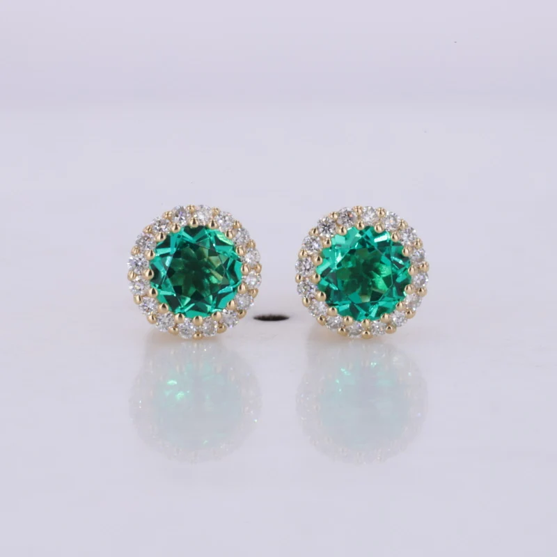 0.5ct 5mm easter egg lab emerald sapphire ruby stud 14k solid gold earrings