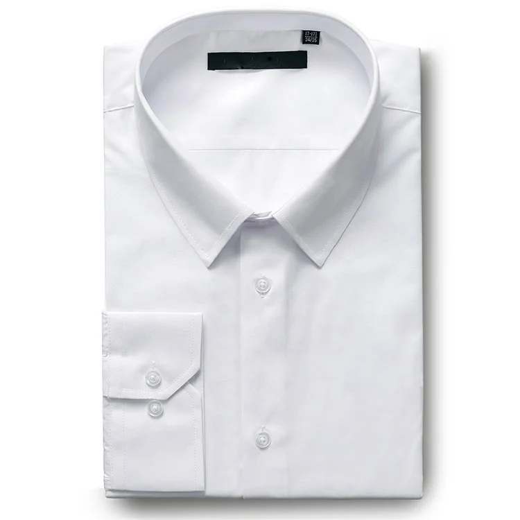 Мужская классическая Однотонная рубашка, белая рубашка с длинным рукавом и воротником «Акулий плавник», формальная деловая рубашка для фитнеса, 2019