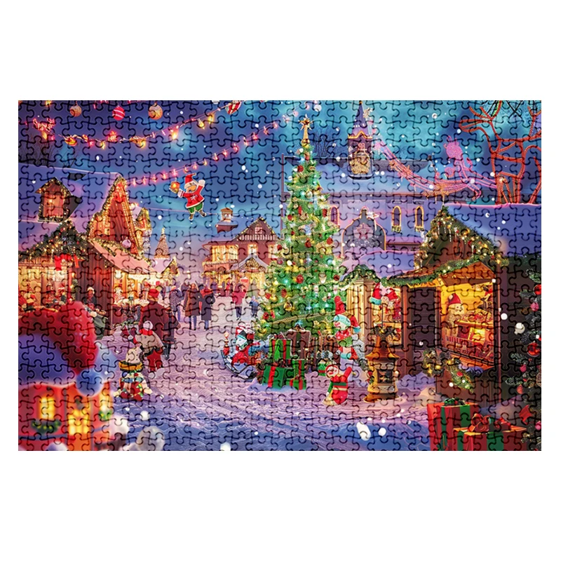 Source factoryCustom  Recyclable Cardboard Jigsaw Puzzles 1000 Pieces Cheap Price Christmas Jigsaw Puzzle Christmas  for Adult