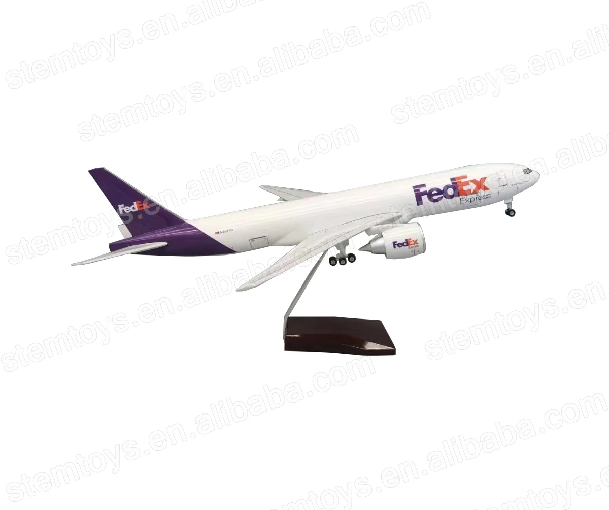 47CM B777 airplane model 1:157 Resin FedEx LED lights hot selling aircraft model for collection Holiday gift customizable