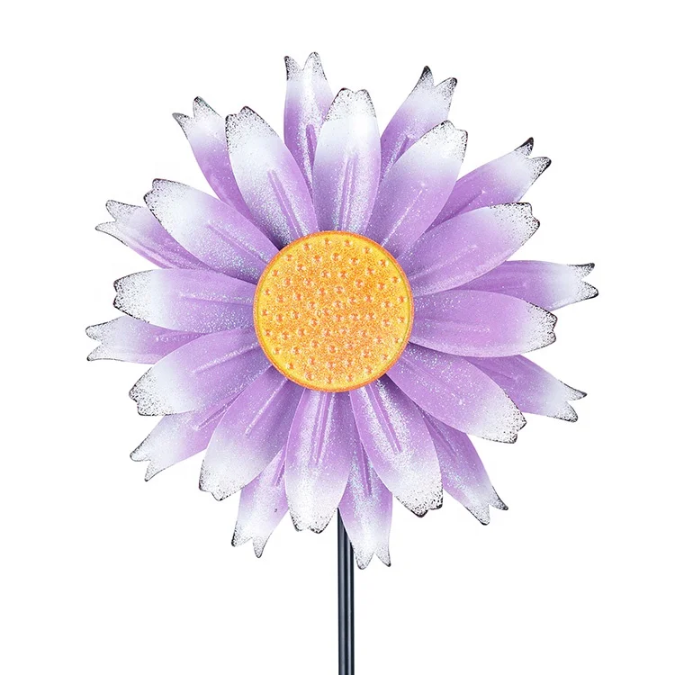 Hourpark Wind Spinner Chinese Yard Outdoor Different Colors Flower Kinetic Metal Wind Spinner
