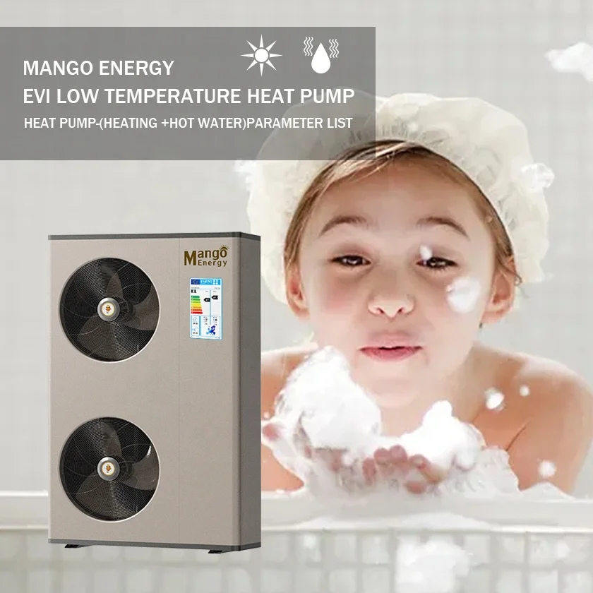 Air To Water R32 Heat Pump 16kw 18kw 20kw EVI DC Inverter Water Heater DHW Heat Cool