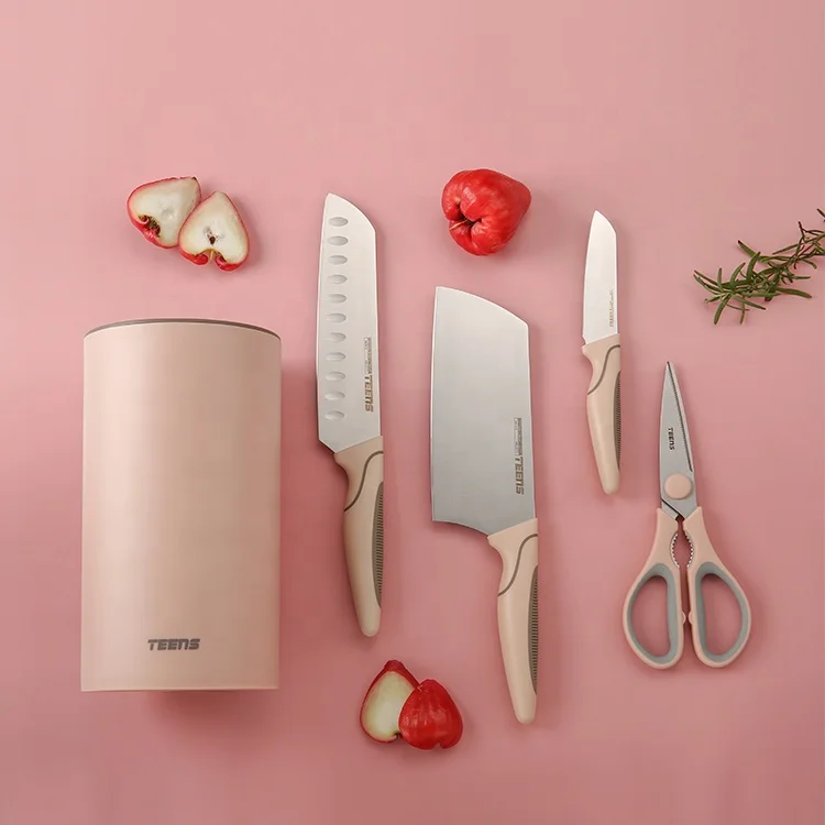 Новый дизайн профессиональный набор кухонных ножей розовые кухонные ножи из нержавеющей стали производитель Китая