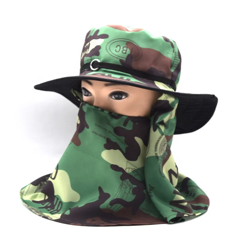 Camouflage sun protection outdoor hat forest camouflage sun protection fisherman hat sun protection face-covering bucket hat