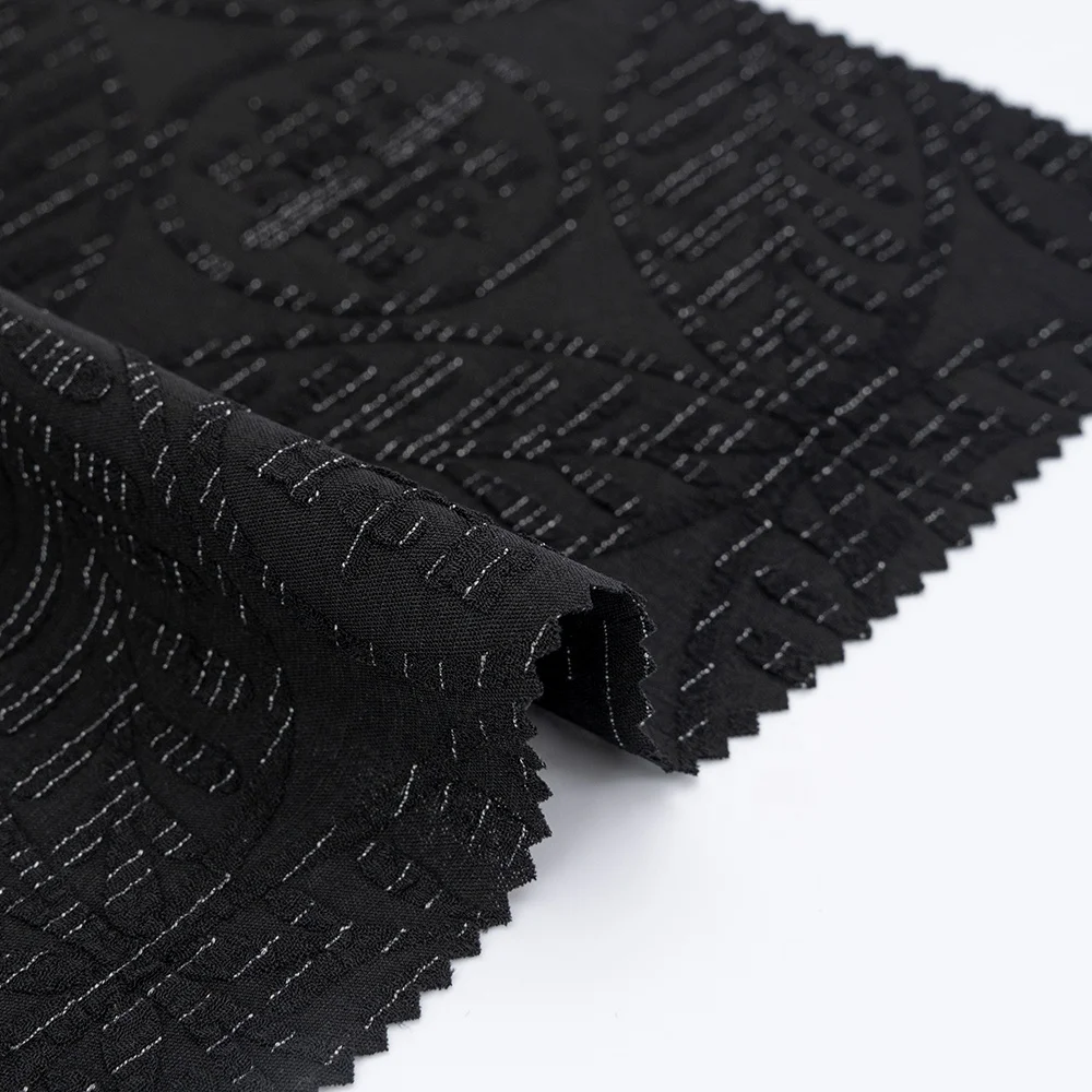 Polyester Rayon Jacquard Material for Abaya Fabric Formal Black Muslim Fashion