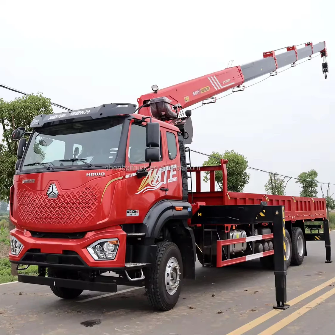 SHENBAI Sinotruk Howo Truck Mounted Crane Manipulator Lifting Equipment 10Ton Boom Truck  Crane