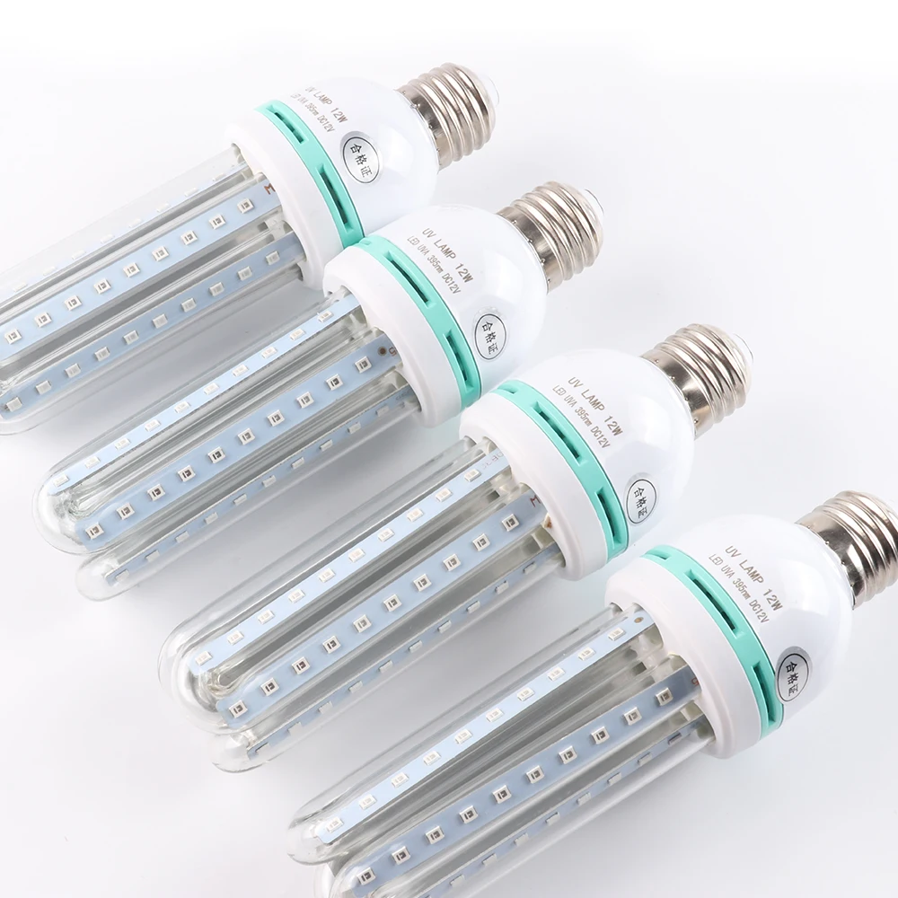 12 В Вт нм U-образная 395 высокое качество хорошая цена ультрафиолетовая лампа E27 светодиодная УФ-лампа-кукуруза для печати отверждающий