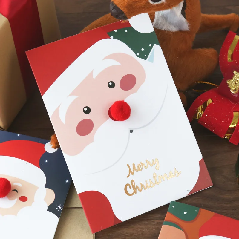 Funny Santa Claus Gold Foil Printing Design Merry Christmas Cards With Envelope Gift Card