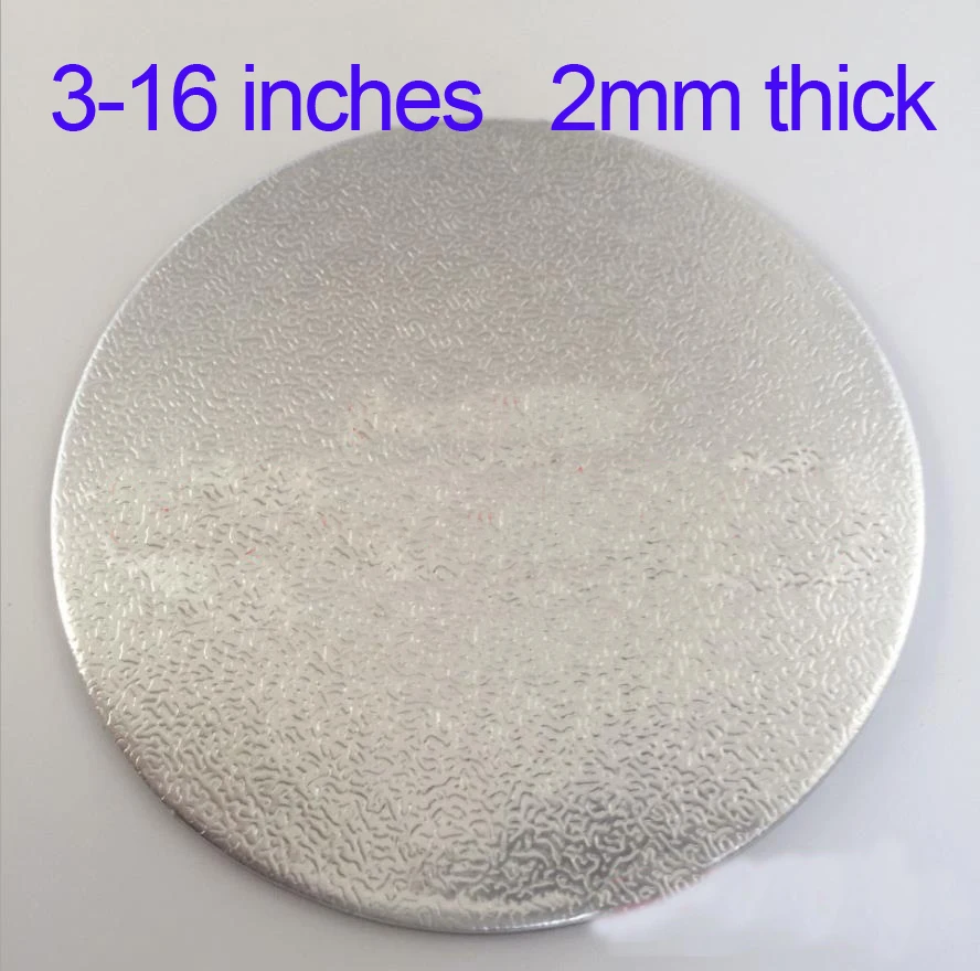 High quality 3 to 16 inch round strong cake card 2mm thick base silver paper cake board