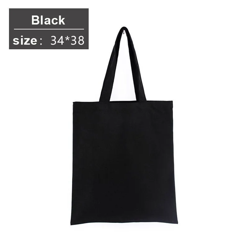 Wholesale Black White Blank Canvas Tote Bags Advertising Reusable Cotton Canvas Shopping Bag