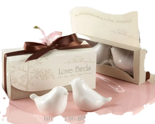 Wedding salt and pepper shaker white ceramic love birds salt and & pepper shakers set
