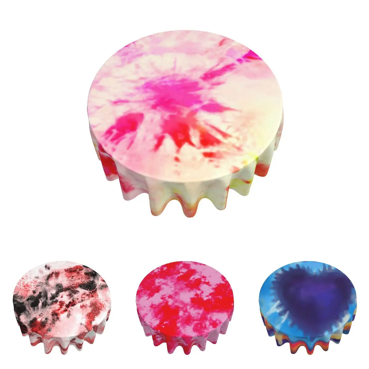 2021 Hot Tie dye Cartoon sequin tablecloth decorative jacquard polyester high quality Printed plain round tablecloths