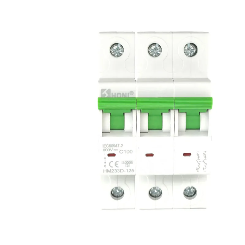 Factory Sale18mm 2p 500V 1000V 1200V 63a100a 125a ce dc mcb Solar dc circuit breaker