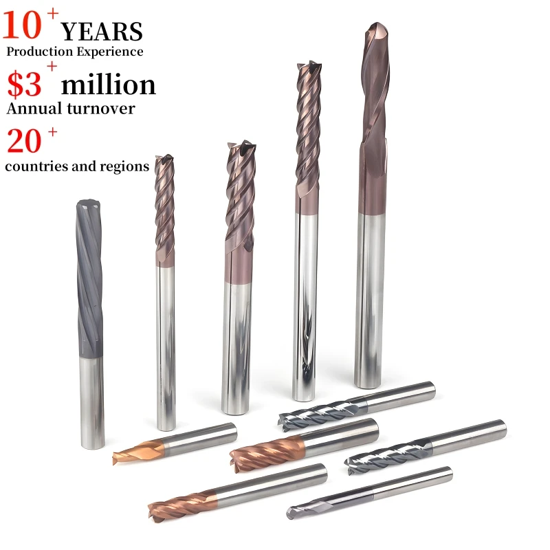 HRC 45-65 carbide end mill cnc tool milling cutter for steel