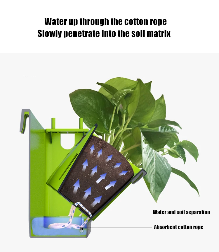 Space-saving garden green vertical wall planter system self watering plastic indoor decorating wall hanging container flower pot