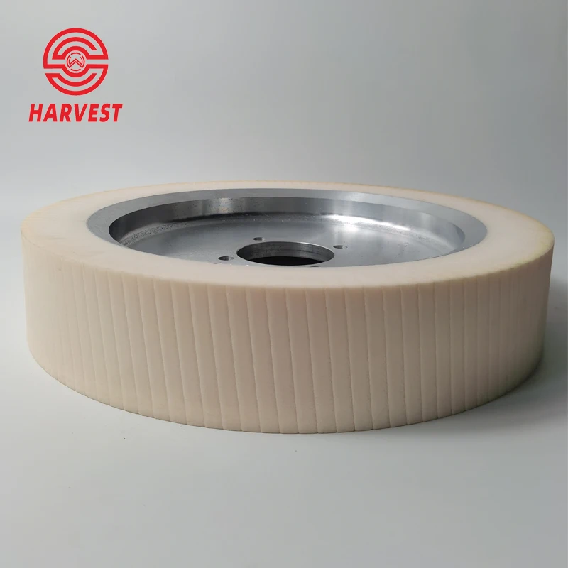 contact wheel grooved tyre on aluminium core use polyurethane materials have quick heat dissipation for grinding belt