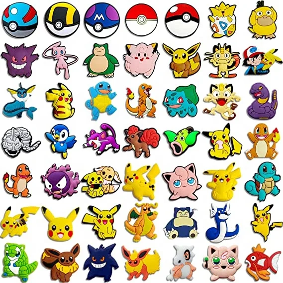 2023 мультяшный покемен Пикачу Дизайн ПВХ Кроксы подвески пользовательские Кроксы подвески для украшения обуви