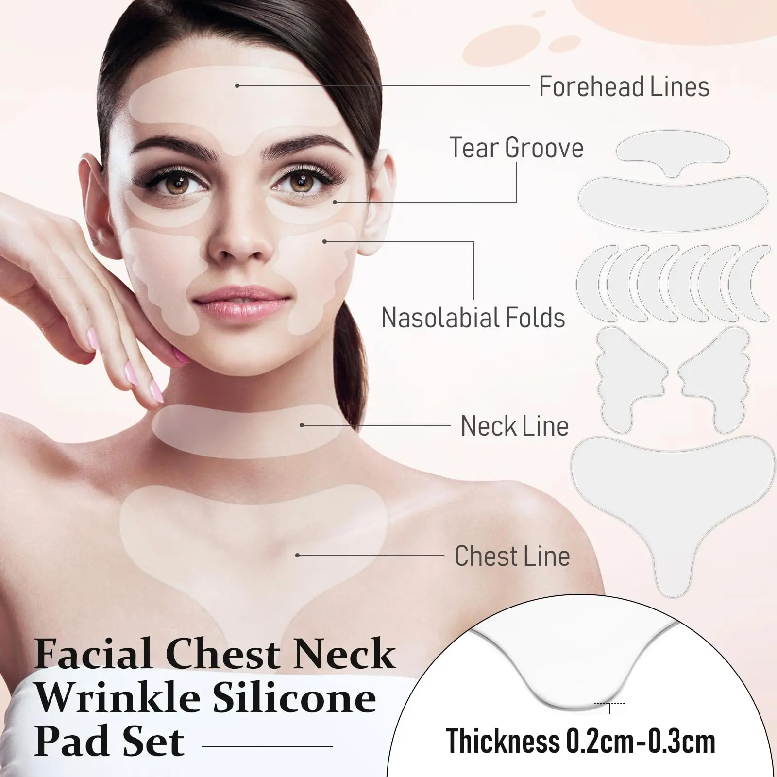 Facial Chest Neck Silicone Pad Reusable Face Forehead Patches Facial Sleeping Mask Cover for Smoothing Facial Neck Forehead