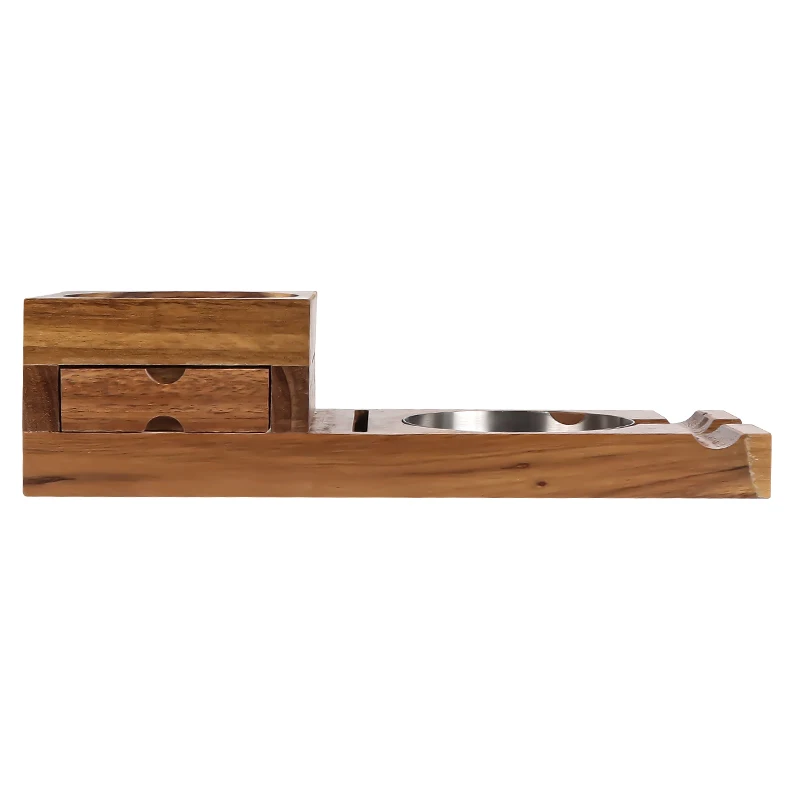 High Quality Wooden Cigar Ashtray Accessories Set Whisky Glass Tray Holder Cigar Ashtray Coaster With Cigar Cutter Slot
