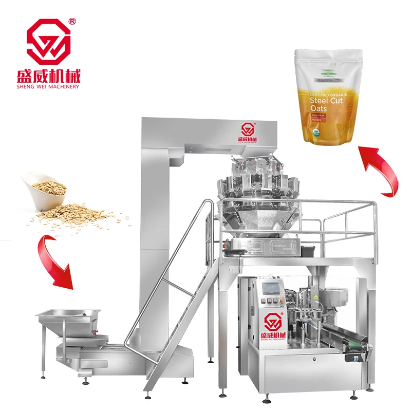 Shengwei Machinery Rice And Flour Tomato Cherry Auto Small Suger Oat Rotary Bag Packing Machine