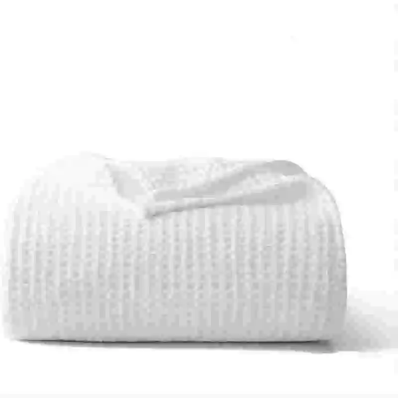 Ultra Soft Waffle Weave Throw Blanket Washed Lightweight Breathable Cozy Woven Blanket for All Season Great for Couch Bed Sofa