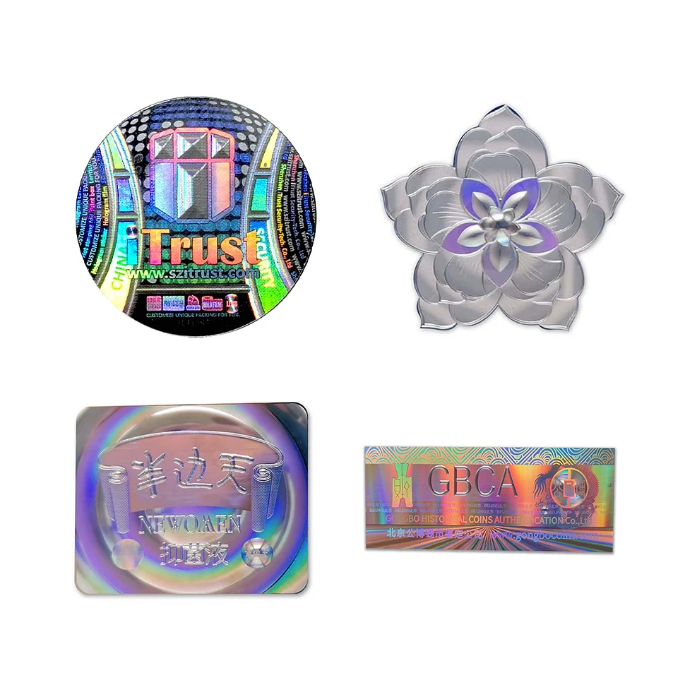Wholesale Rainbow Effect Security Packaging Hologram Sticker Label Transparent Hologram Sticker for Gift Box