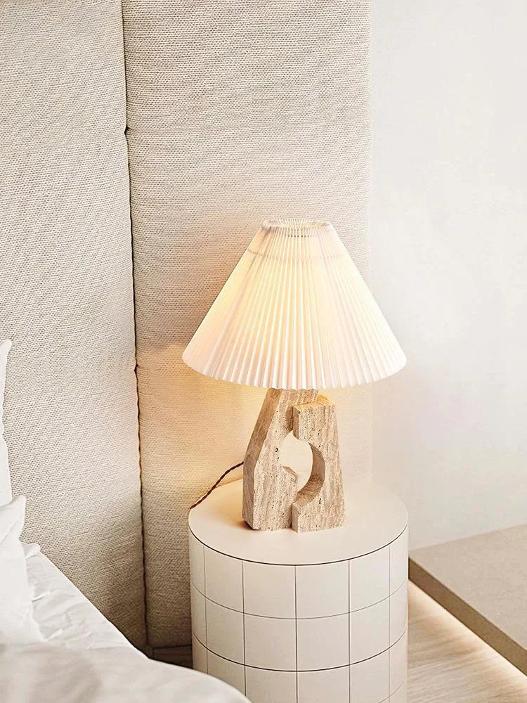 T4585 Travertine E27 lamp base art table designer desk lamp original design factory outlet.