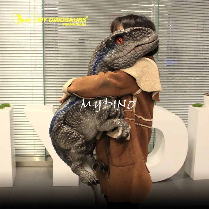 MYDINO DP052 Good Texture Customized Blue Raptor Dino Puppet for Gifts