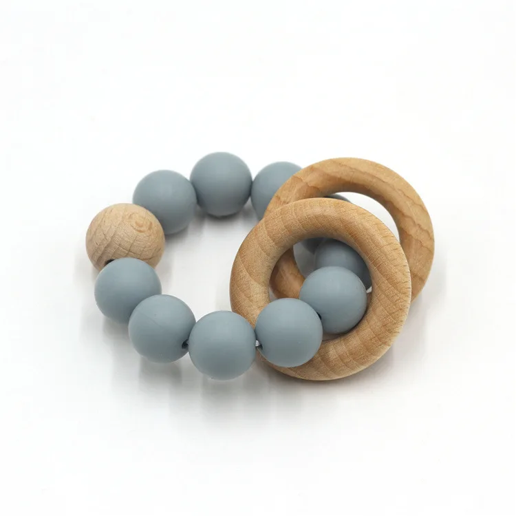 High Quality Silicone Baby Teething Rattle BPA Free Food Grade Silicon Baby Infant Teether Toys Bracelet Silicone Teething Beads