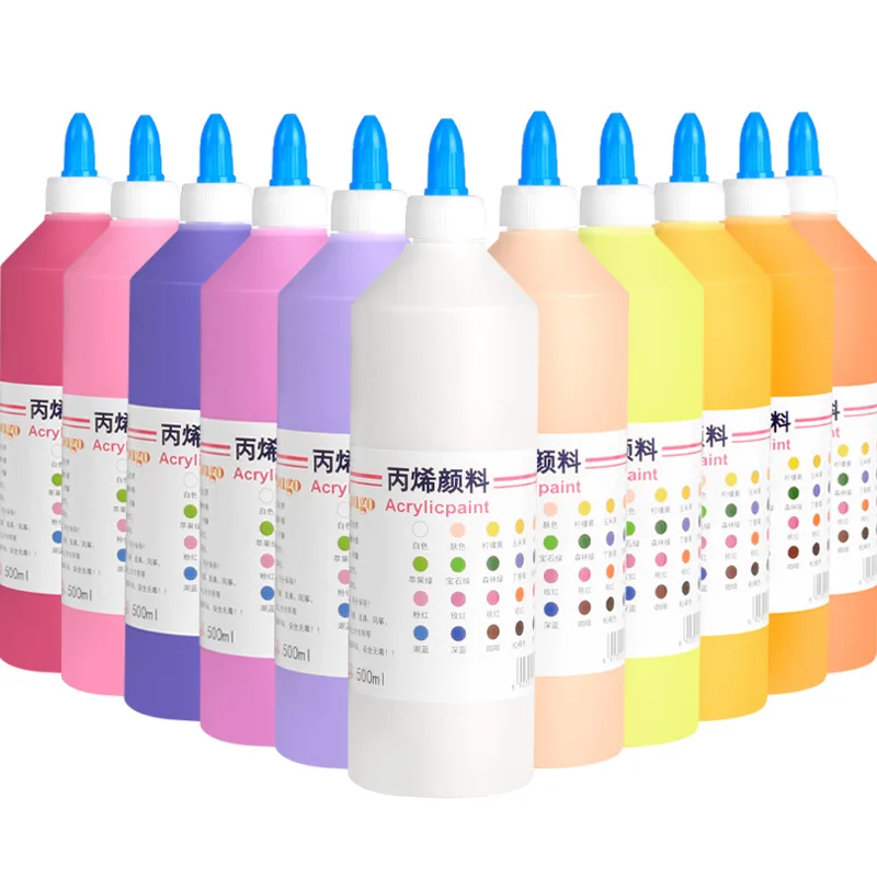 500ML Acrylic Paint High Flow & Ready to Pour Multi-purpose Paints for Kids DIY Canvas & Paper Rocks Wood and More