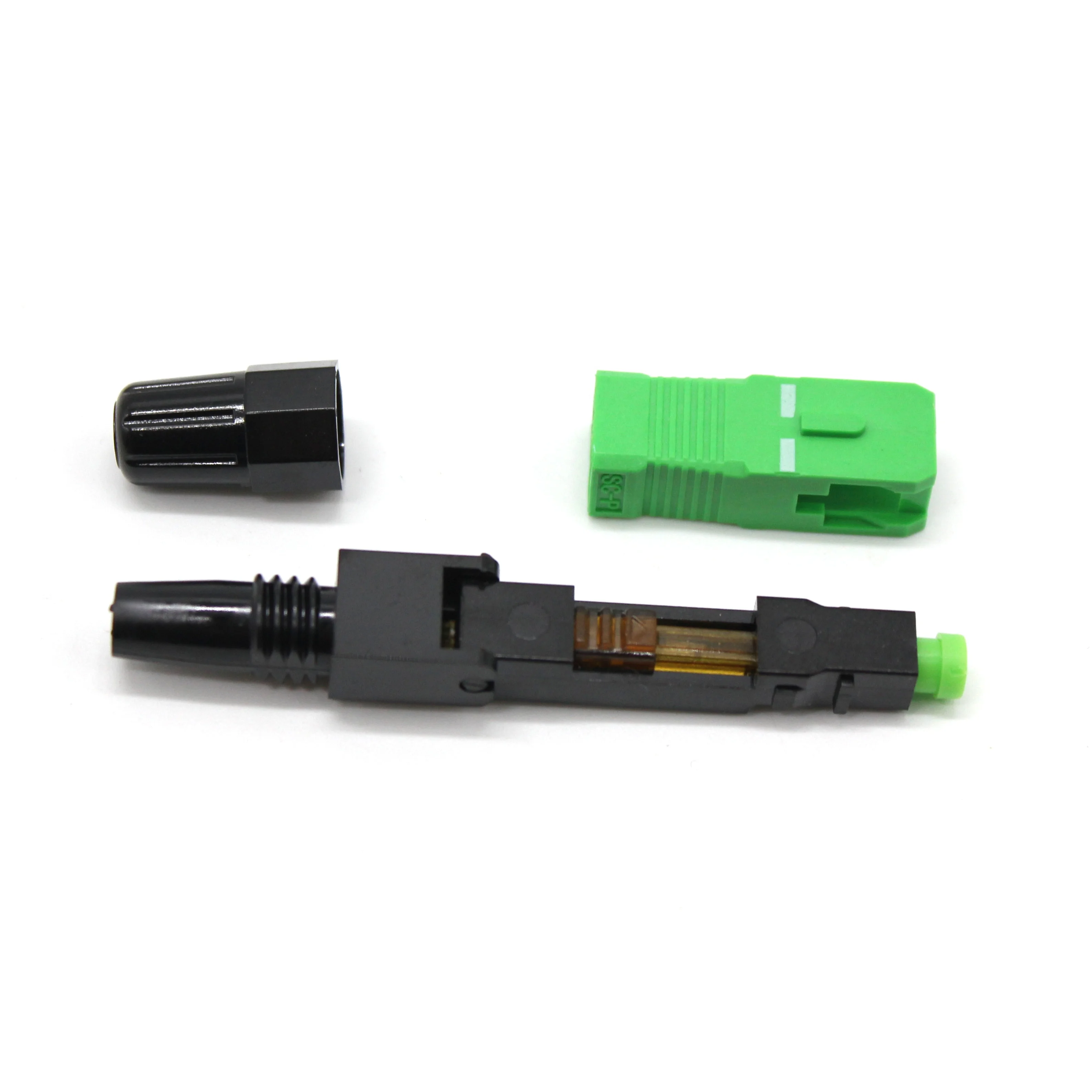 SC APC Green FTTH Drop Cable Fiber Optic Quick Fast Connector