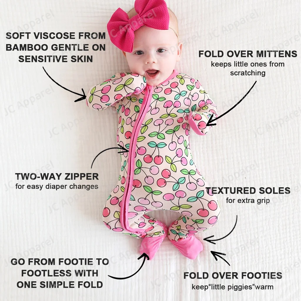 Custom printing pattern unisex Infant Jumpsuits toddler bodysuit newborn baby clothes rompers cute Bamboo baby pajamas