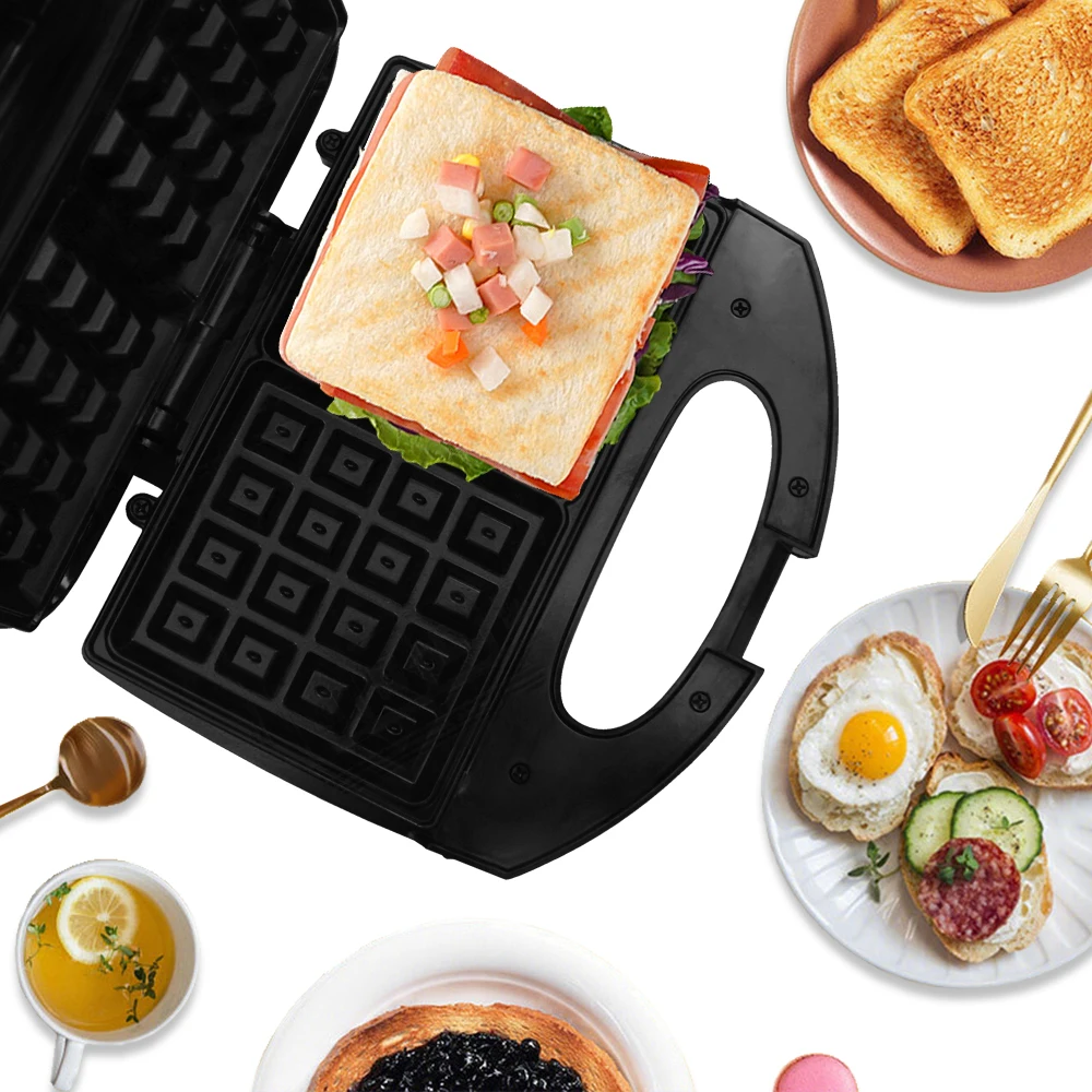 Portable 2-Slice Electric Egg Snack Mini Belgian Waffle Maker Household Hotel Use Multifunctional Panini Sandwiches Wholesale