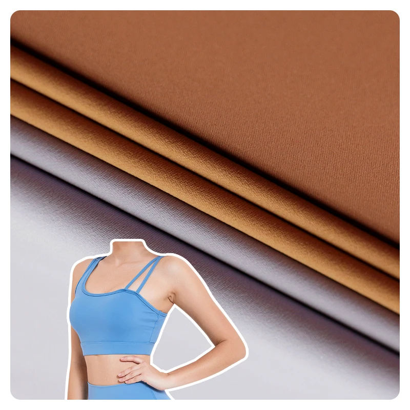 80% Polyamide Nylon 20% Elastane Interlock 4-Way Weft Stretch Fabric Breathable Plain Dyed Sublimation Yoga Wear Sportswear
