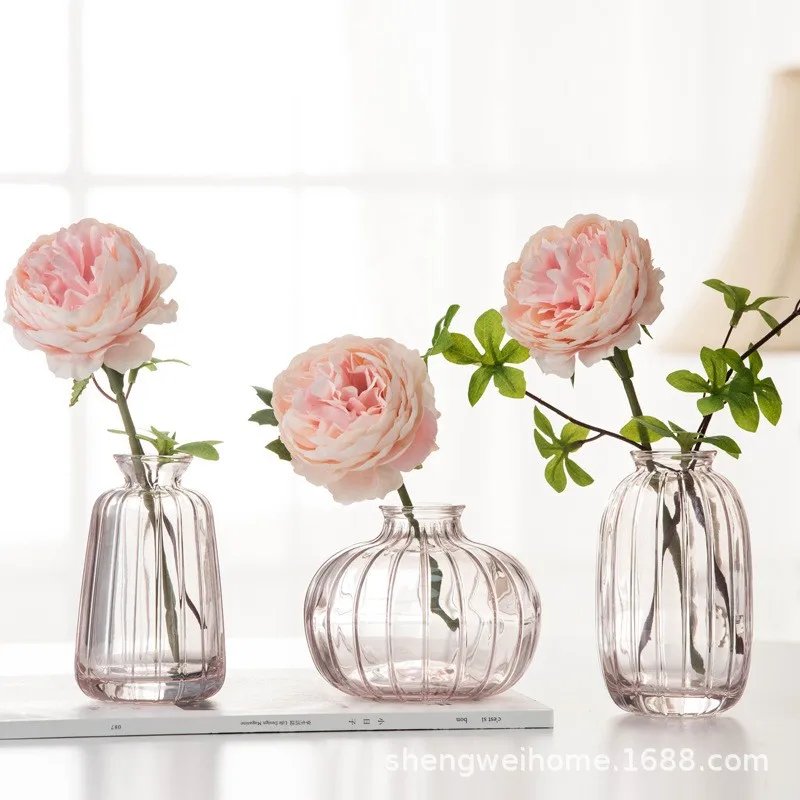 Wholesale Glass Vase Desktop Small Vase Living Room Decoration Can Be Customized Colors