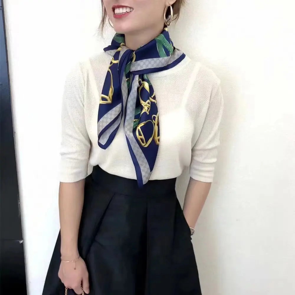 wholesale plain white silk scarves custom silk scarf digital print 16* 145cm silk scarf