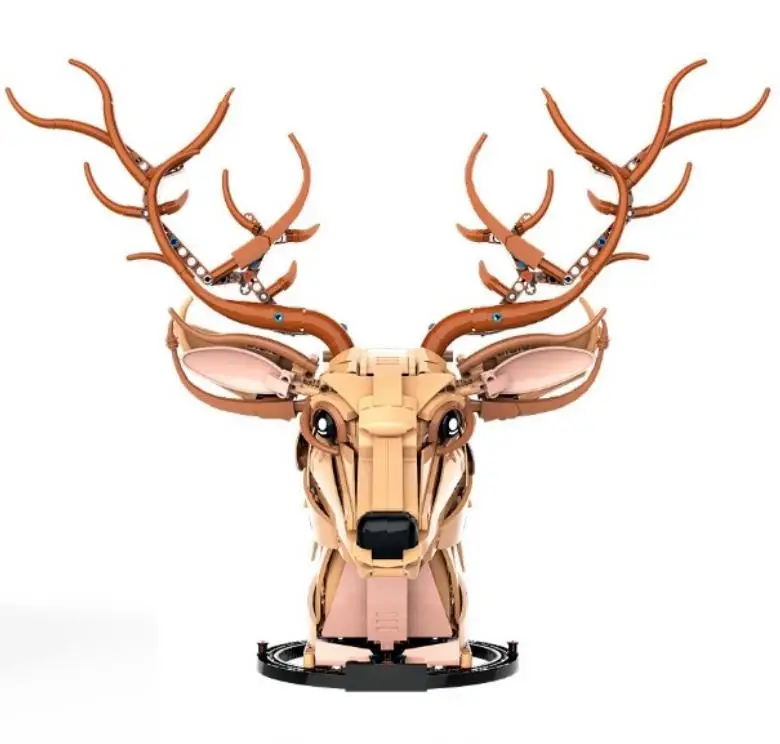 Forest animal head ornaments building block set, home decoration and desk display, send boys and girls birthday gifts.