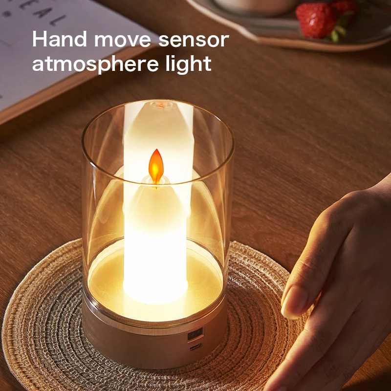 Smart Home Lights Hand Induction Sensor LED Candle Night Light USB Charging Desk Lamp For Restaurant