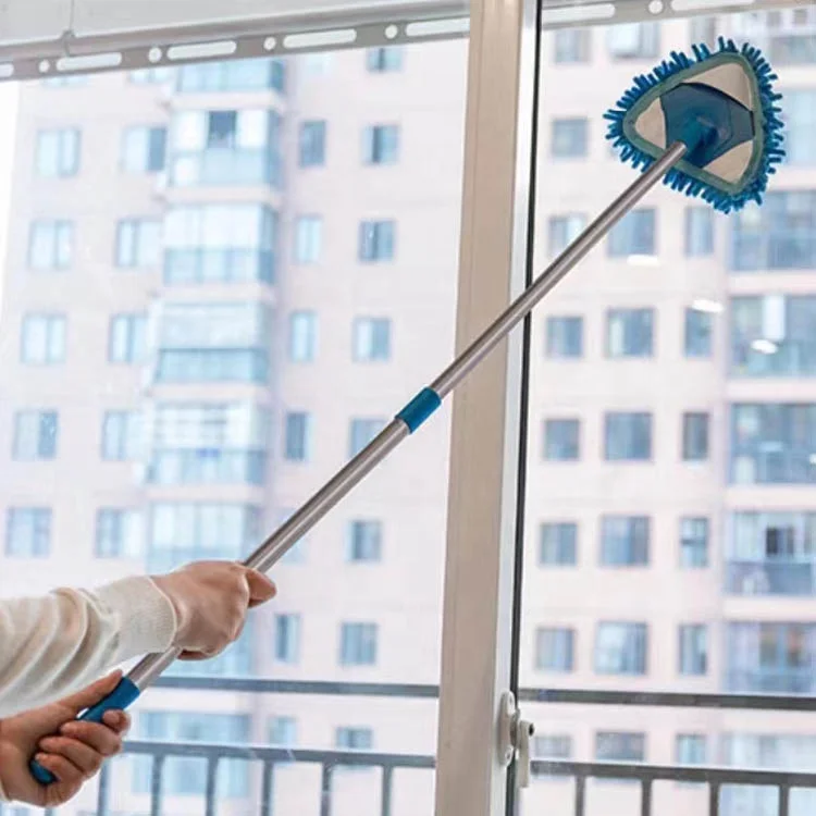 Portable Mini Mop 180 Degree Spin Detachable Microfiber Chenille Triangle Mop Bucket Adjustable Height