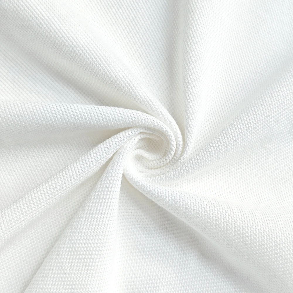 Wicking Breathable 200GSM TC 85/15 Polyester Cotton White Mesh Pique Fabric For Men Polo T-shirts Uniform