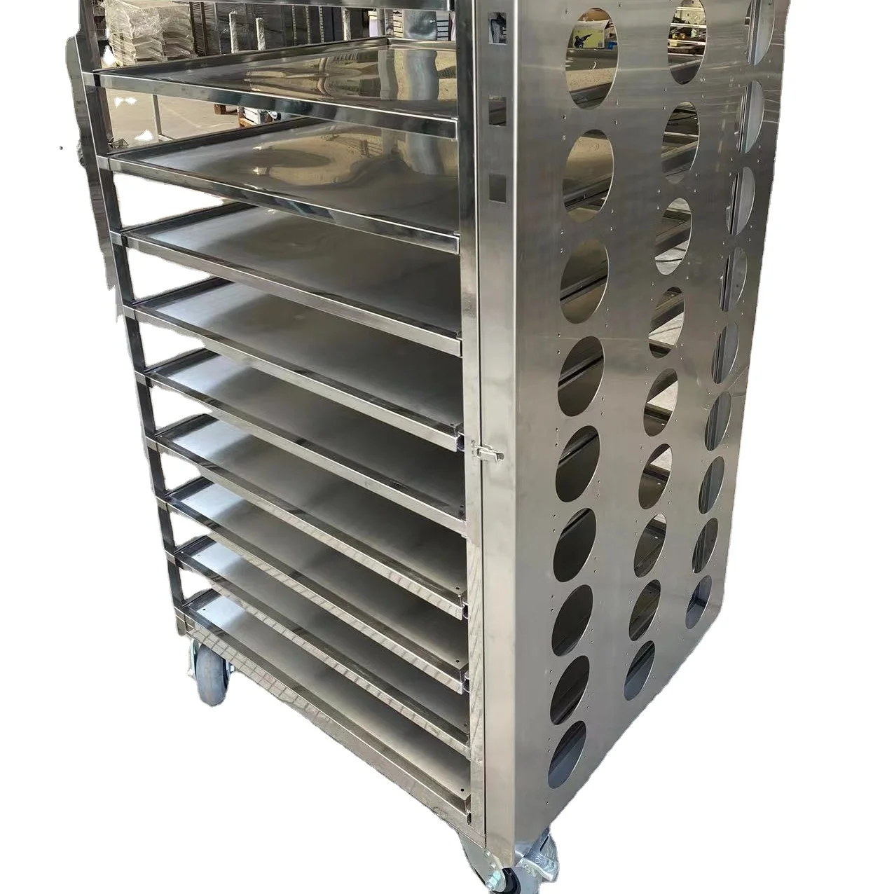 Stainless Steel Tray Trolley Truck with 360 Degree Swivel Wheels  for Oven use