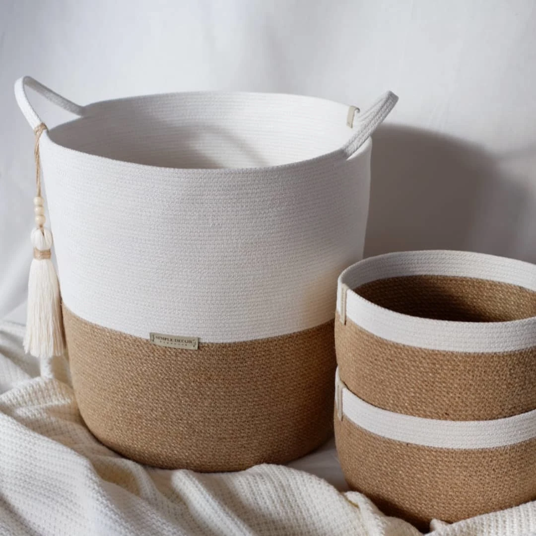 Large size cotton rope basket laundry baskets organizer storage basket
