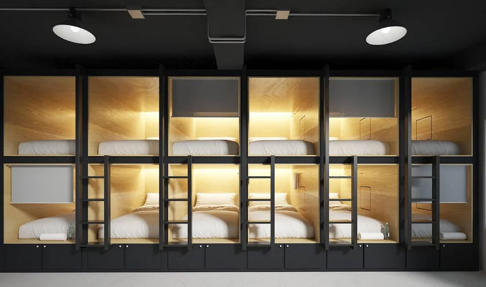 JZD factory Durable modern bed design wooden bunk beds hostel japanese sleeping pods for adults bed capsule hotel