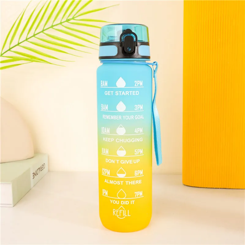 1000ML 1L Tritan Plastic BPA- Free Motivational Gym Fitness Gradient Drinking Sports Bottles Water Bottle
