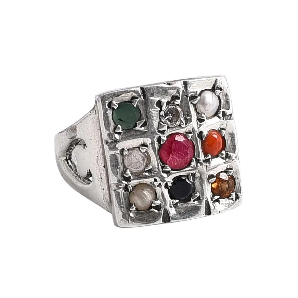 Оптовая продажа ювелирных изделий из натурального Рубинового Камня, позолоченное кольцо navratna, оптовая продажа колец ручной работы