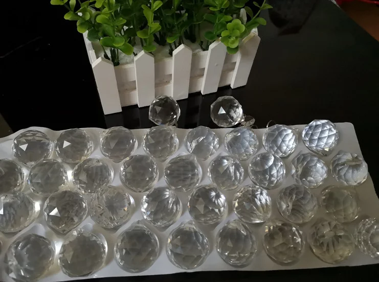 Wholesale Colorful Pendant Prisms chandelier accessories hanging lamp faceted clear glass crystal ball
