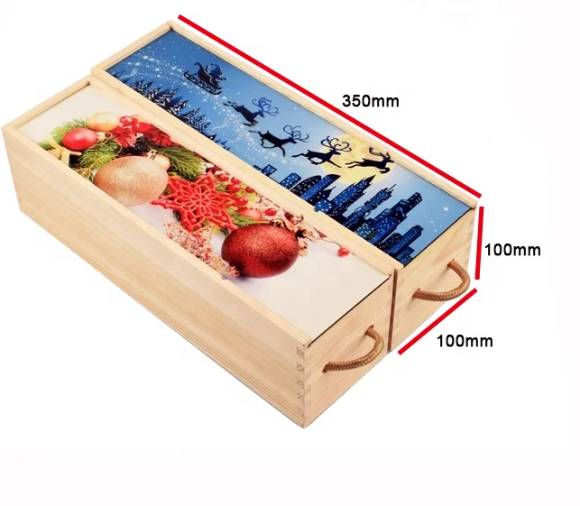 
Wooden wine box fixed box with hinge, pre-filled kapok handmade-3 bottles space 