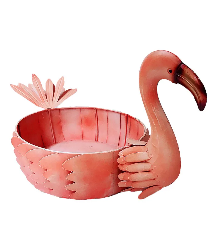 
Wholesale High Quality swan metal sculpture decoration animal basket for home garden storage 