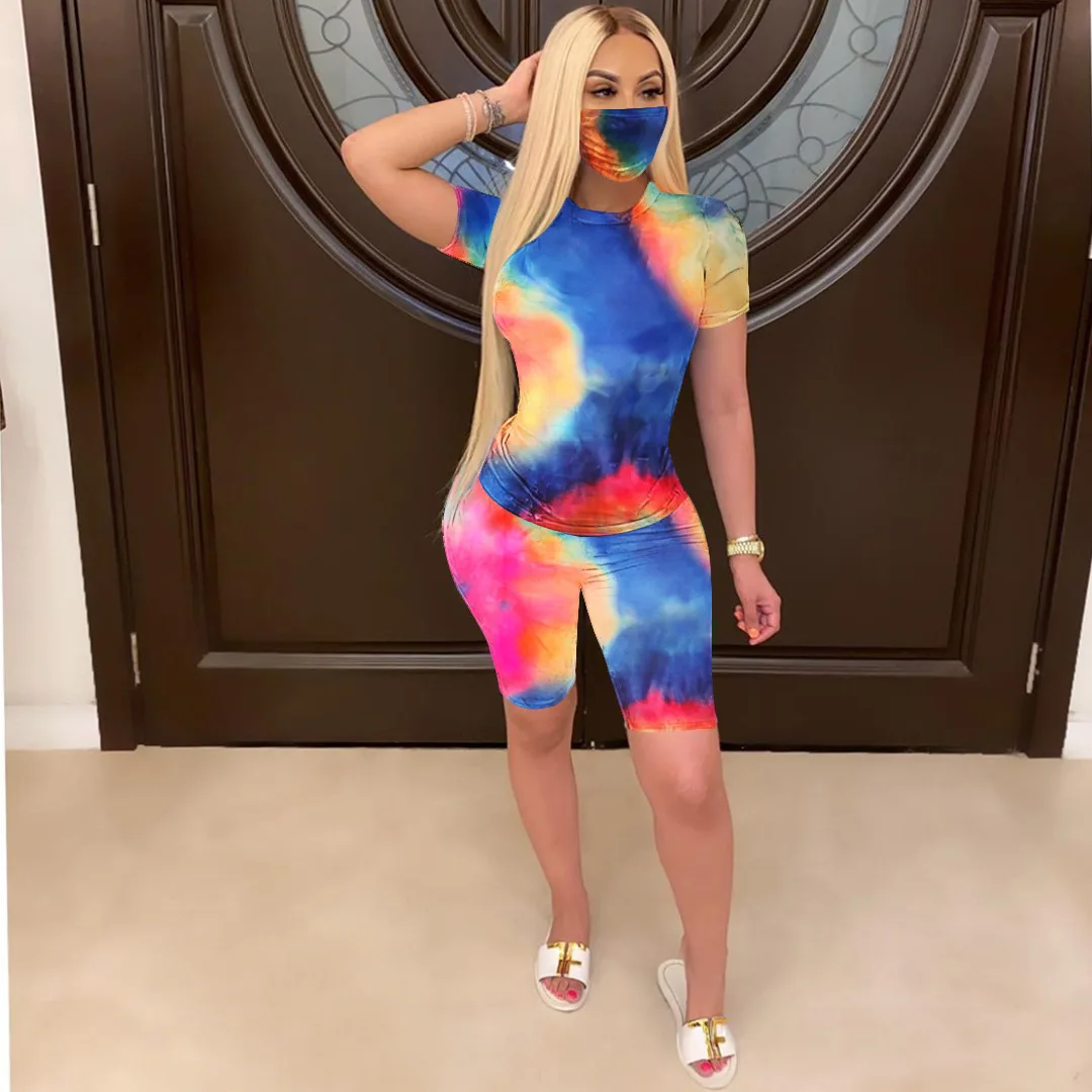 
Multi Color Printed Suit 2 Piece Pants Set Sportswear Tie Dye Plus Size Casual Woman Clothes 