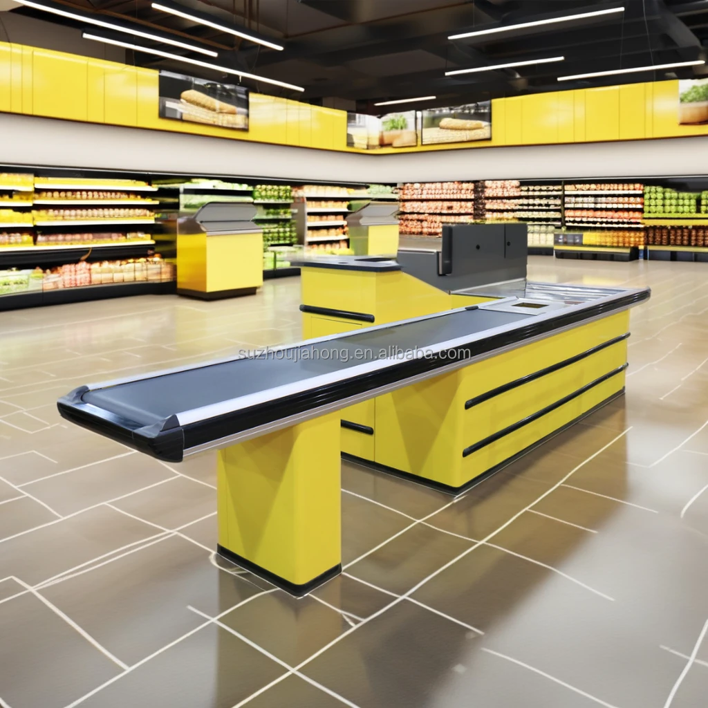 China Manufacturer Steel Retail Store Supermarket Cashier Desk Counter Table For Supermarket